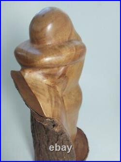 Vintage 1959 Signed E Chapman Modernist Nude Female Sculpture MCM Carved Wood