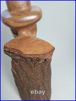 Vintage 1959 Signed E Chapman Modernist Nude Female Sculpture MCM Carved Wood