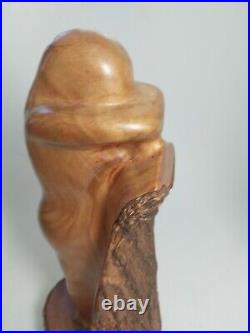 Vintage 1959 Signed E Chapman Modernist Nude Female Sculpture MCM Carved Wood