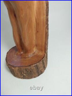 Vintage 1959 Signed E Chapman Modernist Nude Female Sculpture MCM Carved Wood