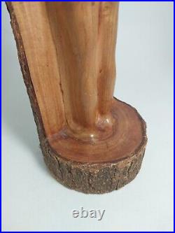 Vintage 1959 Signed E Chapman Modernist Nude Female Sculpture MCM Carved Wood