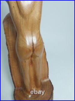 Vintage 1959 Signed E Chapman Modernist Nude Female Sculpture MCM Carved Wood