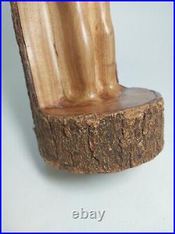 Vintage 1959 Signed E Chapman Modernist Nude Female Sculpture MCM Carved Wood