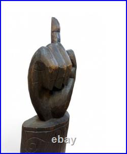 Vintage 1960s Hand-Carved Wood Sculpture. Mid-Century Organic Modern Art. 22