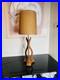 Vintage 1960s Sculptural Walnut Carved Wood Table Lamp Mid Century MCM Modern