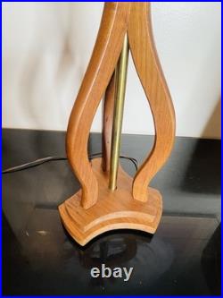 Vintage 1960s Sculptural Walnut Carved Wood Table Lamp Mid Century MCM Modern