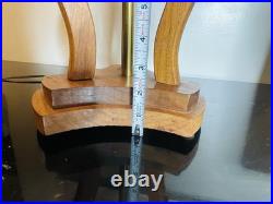 Vintage 1960s Sculptural Walnut Carved Wood Table Lamp Mid Century MCM Modern