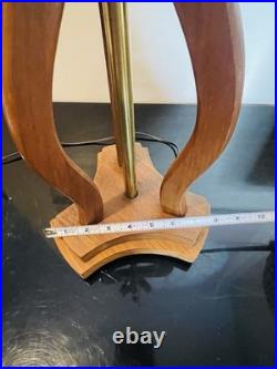 Vintage 1960s Sculptural Walnut Carved Wood Table Lamp Mid Century MCM Modern