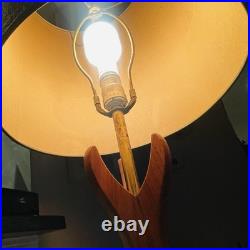 Vintage 1960s Sculptural Walnut Carved Wood Table Lamp Mid Century MCM Modern