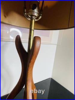 Vintage 1960s Sculptural Walnut Carved Wood Table Lamp Mid Century MCM Modern