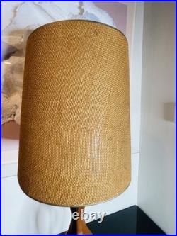 Vintage 1960s Sculptural Walnut Carved Wood Table Lamp Mid Century MCM Modern