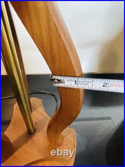 Vintage 1960s Sculptural Walnut Carved Wood Table Lamp Mid Century MCM Modern