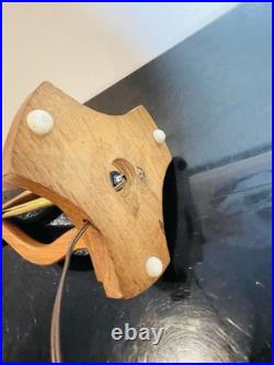 Vintage 1960s Sculptural Walnut Carved Wood Table Lamp Mid Century MCM Modern