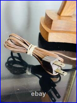 Vintage 1960s Sculptural Walnut Carved Wood Table Lamp Mid Century MCM Modern