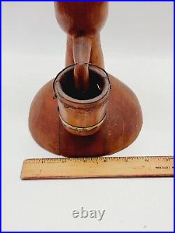 Vintage 1963 Handmade Wood Sculpture Water Pump 15.5 Countertop Signed