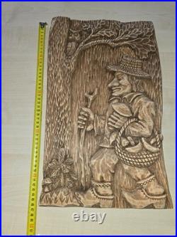 Vintage 1970 Real Wood Handmade Wall Decor Sculptured