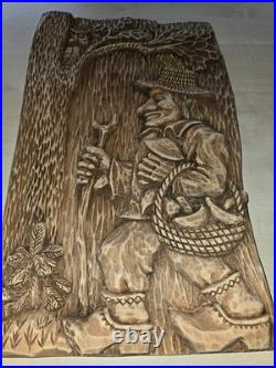 Vintage 1970 Real Wood Handmade Wall Decor Sculptured