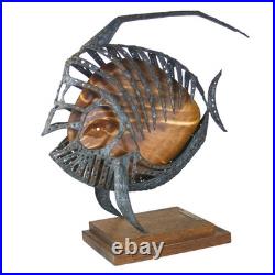 Vintage 1970's Charles Luedtke Burtalist Metal & Wood Fish Sculpture