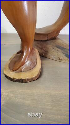 Vintage 1973 Signed Large Handcarved Wood Dolphins Jumping Milo Wood Hawaii BIG