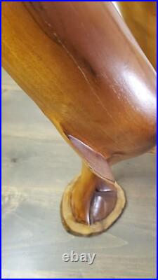 Vintage 1973 Signed Large Handcarved Wood Dolphins Jumping Milo Wood Hawaii BIG