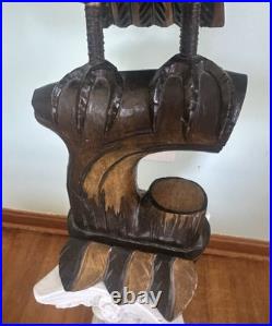 Vintage 1976 Polish Hand Carved Wooden Eagle Statue 38 Large Folk Art Signed