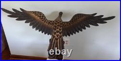Vintage 1976 Polish Hand Carved Wooden Eagle Statue 38 Large Folk Art Signed