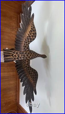 Vintage 1976 Polish Hand Carved Wooden Eagle Statue 38 Large Folk Art Signed Vintage 1976 Polish Hand Carved Wooden Eagle Statue 38 Large Folk Art Signed