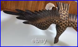 Vintage 1976 Polish Hand Carved Wooden Eagle Statue 38 Large Folk Art Signed