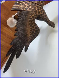 Vintage 1976 Polish Hand Carved Wooden Eagle Statue 38 Large Folk Art Signed