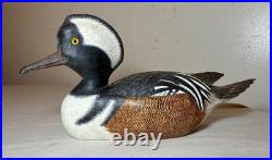 Vintage 1977 Jim Weber Carved Wood Hooded Merganser Duck Decoy Sculpture