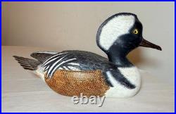 Vintage 1977 Jim Weber Carved Wood Hooded Merganser Duck Decoy Sculpture
