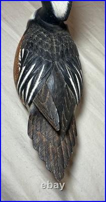 Vintage 1977 Jim Weber Carved Wood Hooded Merganser Duck Decoy Sculpture