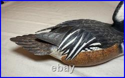 Vintage 1977 Jim Weber Carved Wood Hooded Merganser Duck Decoy Sculpture