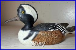 Vintage 1977 Jim Weber Carved Wood Hooded Merganser Duck Decoy Sculpture