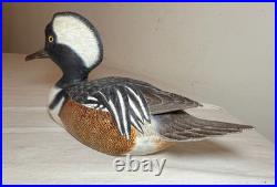 Vintage 1977 Jim Weber Carved Wood Hooded Merganser Duck Decoy Sculpture