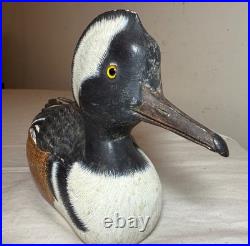 Vintage 1977 Jim Weber Carved Wood Hooded Merganser Duck Decoy Sculpture