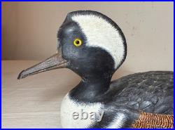 Vintage 1977 Jim Weber Carved Wood Hooded Merganser Duck Decoy Sculpture