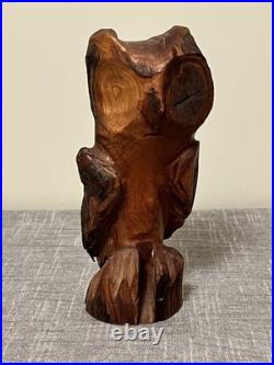 Vintage 1978 Stev Mohr Owl Hand Carving Folk Art Wooden Sculpture Bird Figurine