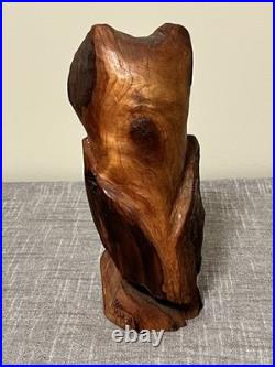Vintage 1978 Stev Mohr Owl Hand Carving Folk Art Wooden Sculpture Bird Figurine