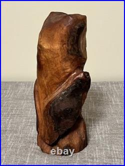 Vintage 1978 Stev Mohr Owl Hand Carving Folk Art Wooden Sculpture Bird Figurine