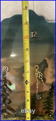 Vintage 1979 Alaska Shaped 3D Hand Painted Signed Wood Clock Art Sculpture READ