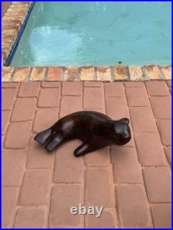 Vintage 1980's Russian USSR Hand Carved Wooden 18 Baby Seal Signed Sculpture