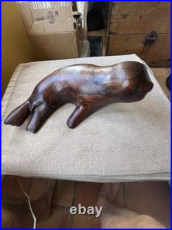 Vintage 1980's Russian USSR Hand Carved Wooden 18 Baby Seal Signed Sculpture