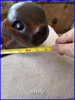 Vintage 1980's Russian USSR Hand Carved Wooden 18 Baby Seal Signed Sculpture