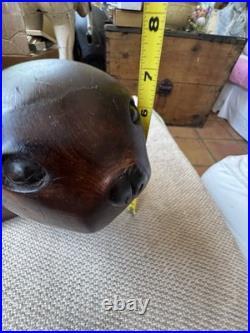Vintage 1980's Russian USSR Hand Carved Wooden 18 Baby Seal Signed Sculpture