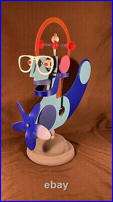 Vintage 1980s Pop Culture Art Sculpture Artist Whirligig Automated Head