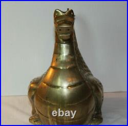 Vintage 1982 Heavy Chinese Solid Brass Dragon Sculpture Wood Stove Humidifier