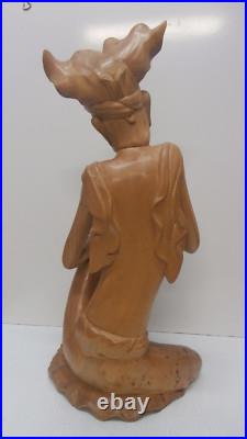 Vintage 1983 Wood Sculpture Man Sitting Bali Hand-Carved Ida Bargus Marka