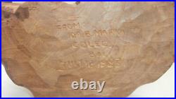 Vintage 1983 Wood Sculpture Man Sitting Bali Hand-Carved Ida Bargus Marka