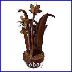 Vintage 1984 Hand Carved Wooden Flower Sculpture by Jeffrey Lindley Briggs